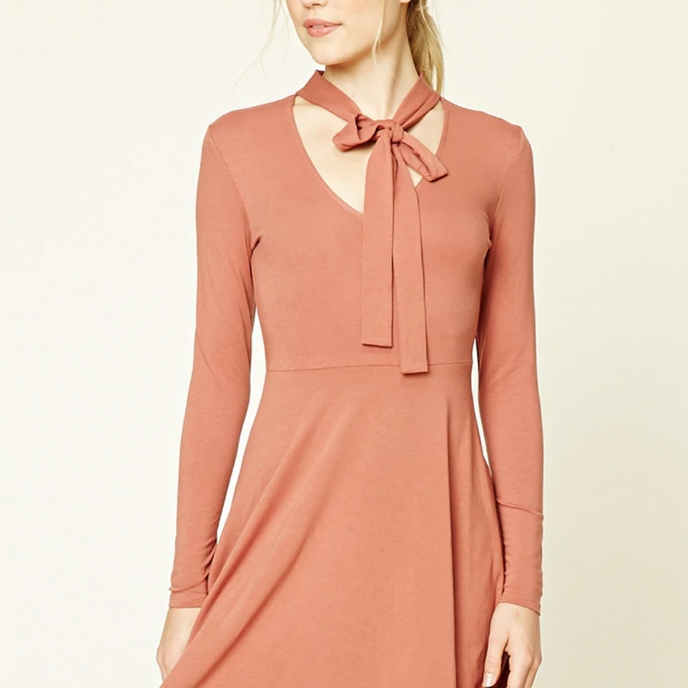 Tie neck skater dress